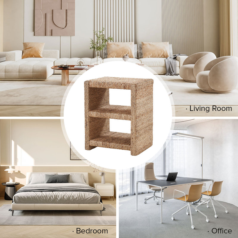 Boatwright Grass Rope End Table | Stylish Two Shelves