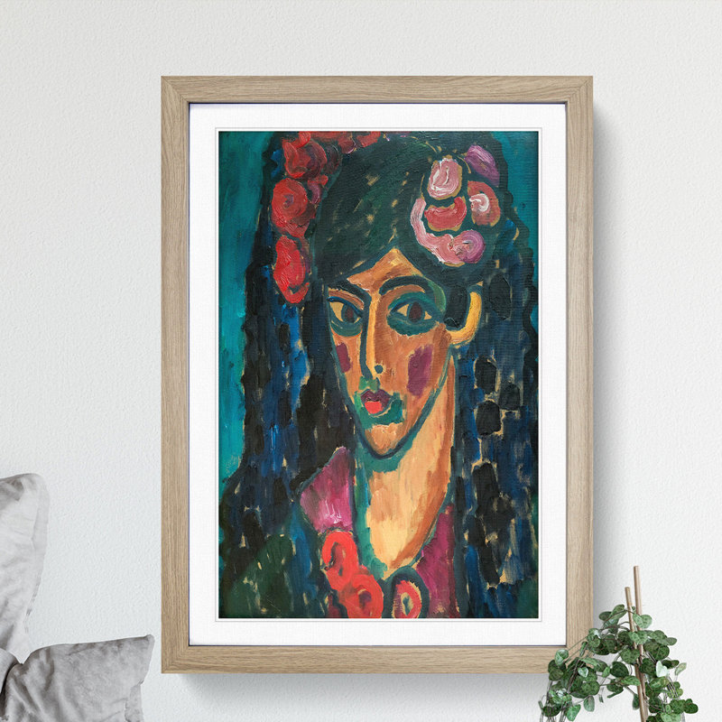 Portrait of a Woman Vol.1 by Alexej Von Jawlensky - Picture Frame Painting, 36cm H x 27cm W x 2cm D, Walnut Framed