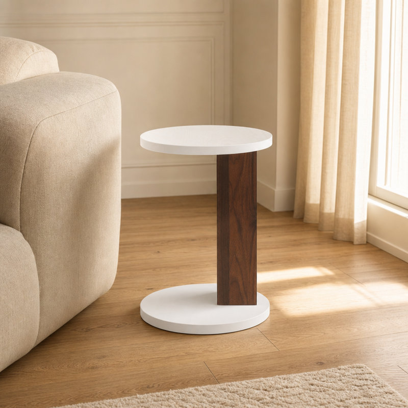 C-Shaped End Table Space-Saving Small Side Table for Couch Multi-Functional Sofa Table with Sturdy Durable Frame