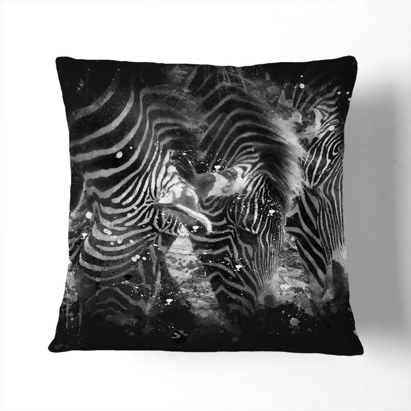 Zebras Vol.2 Paint Splash Square Throw Cushion, 40cm H x 40cm W x 15cm D
