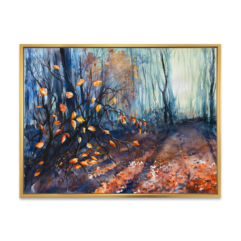 Mystic Autumn Forest - reproduction de cadre flottant sur toile, Cadre doré, H 12 po x l 20 po x P 1 po