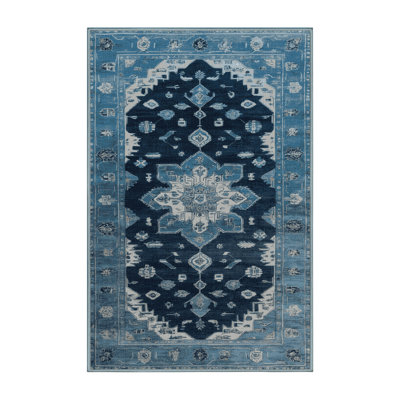 Tapis bleu lavé à la machine