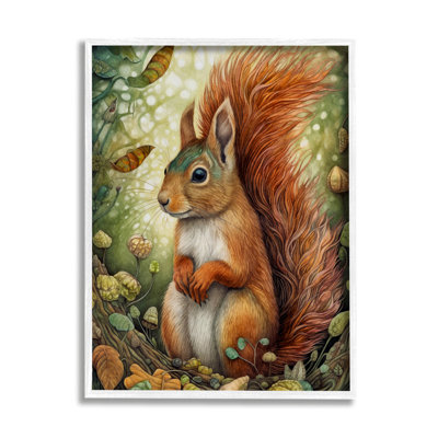 Ba-427-Wood " Squirrel And Forest Botanicals " by The Dutch Lady Painting Print