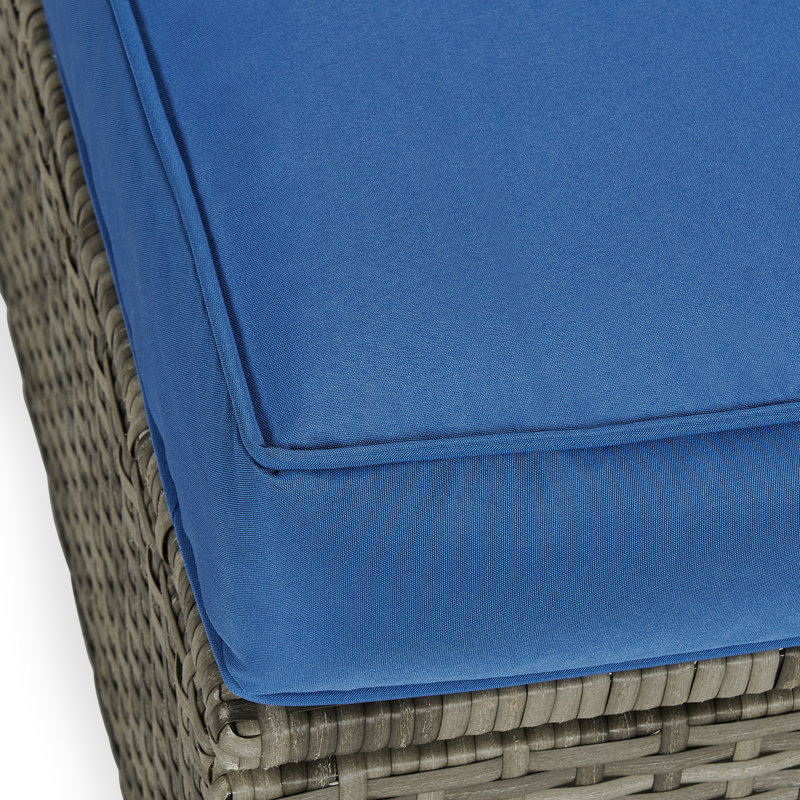 Ensemble de conversation modulaire en rotin 3 pièces avec coussins Azelene, Structure grise / coussin bleu