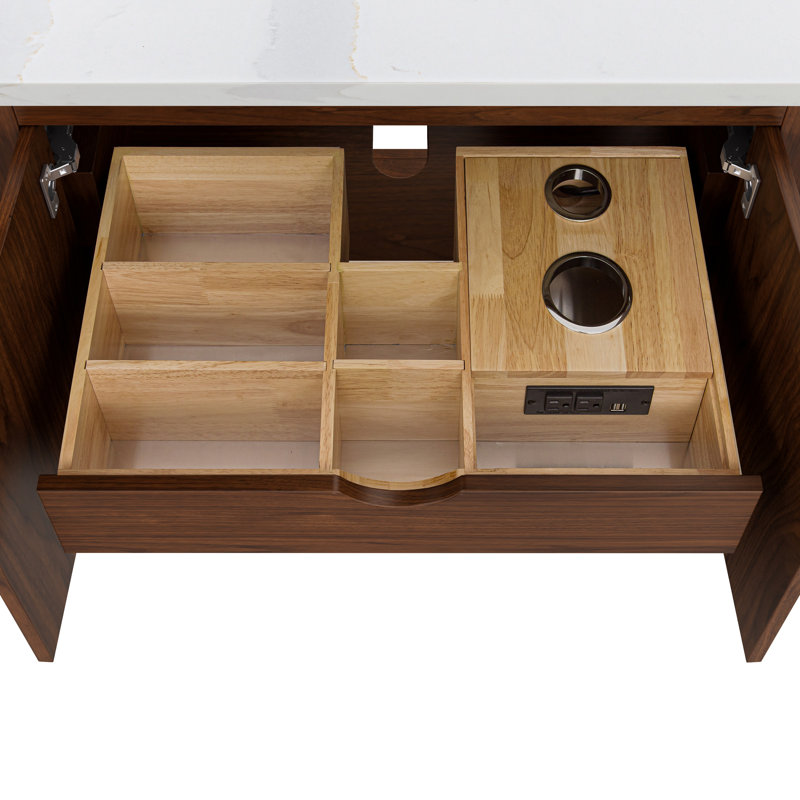 Zoe 37" Walnut Vanity with White Quartz Top