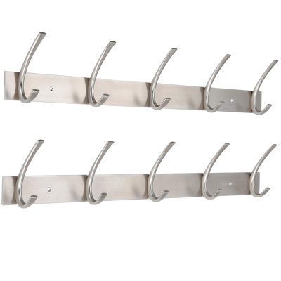  BirdRock Home 5 - Hook Wall Mounted Coat Rack, Silver