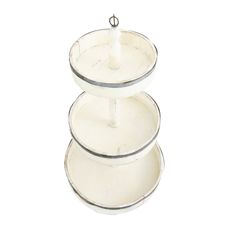 Wood Tiered Stand, Off-White