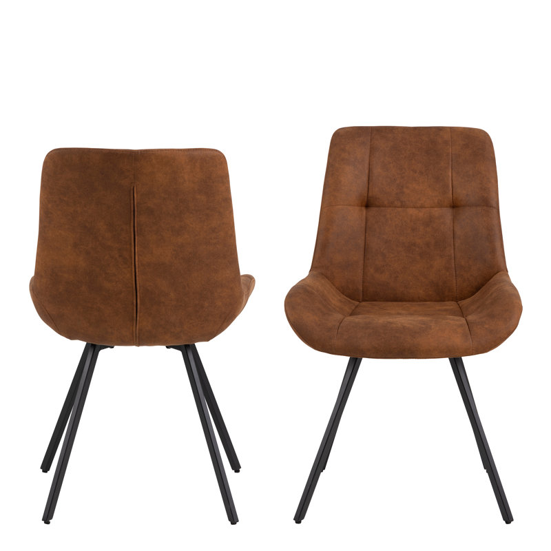 Mangine 47cm H Tufted Upholstered Side Chair, Brown Fabric