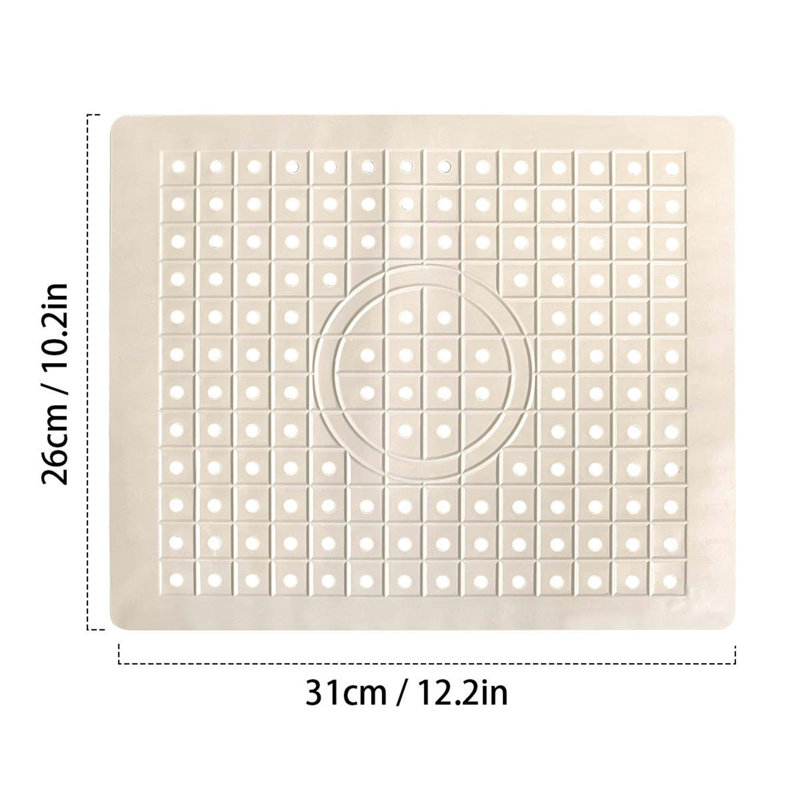 2 Pack Kitchen Sink Mat Drain Pad Protector 10" x 12" Non-Slip Rubber Durable (Beige)
