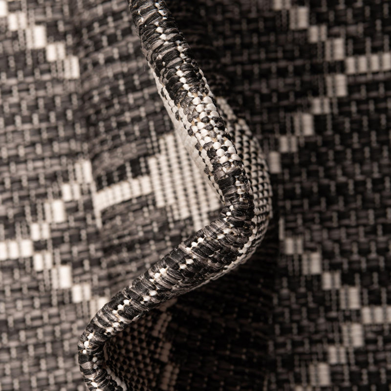 Tapis d'extérieur Charcoal_Unique Loom Traliccio, Rectangle de 10 pi x 14 pi