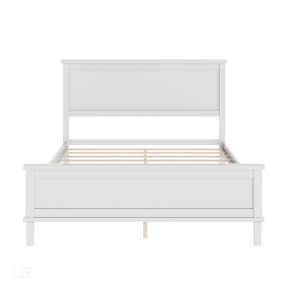 Mid-Century Full Size Wood Platform Bed With Headboard, No Box Spring Needed, And Ample Under-Bed Storage