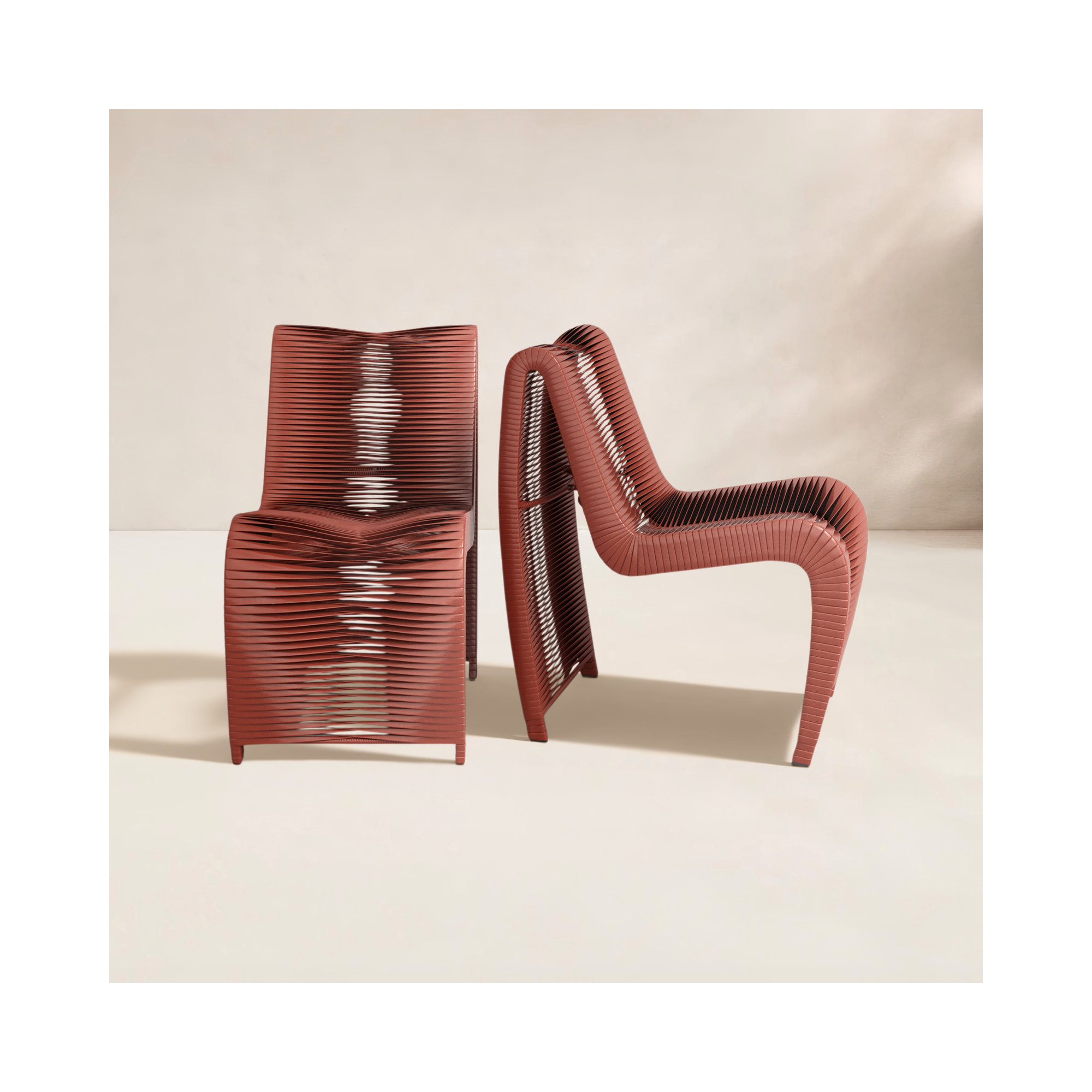 Pernille Outdoor Armless Lounge Chair, Terracotta
