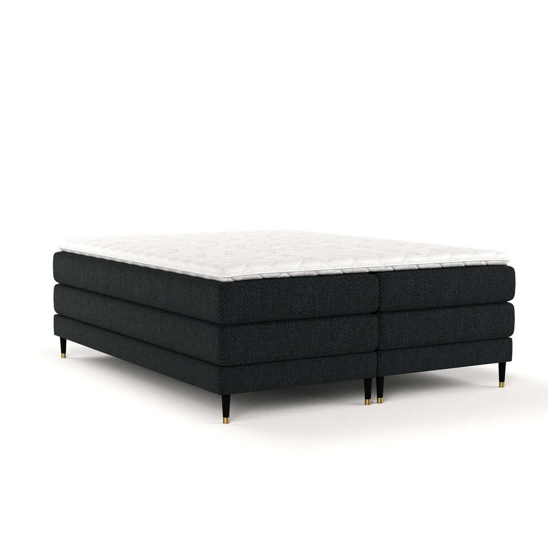 Premium Boxspringbett mit Zwei Matratzen und Latex Topper