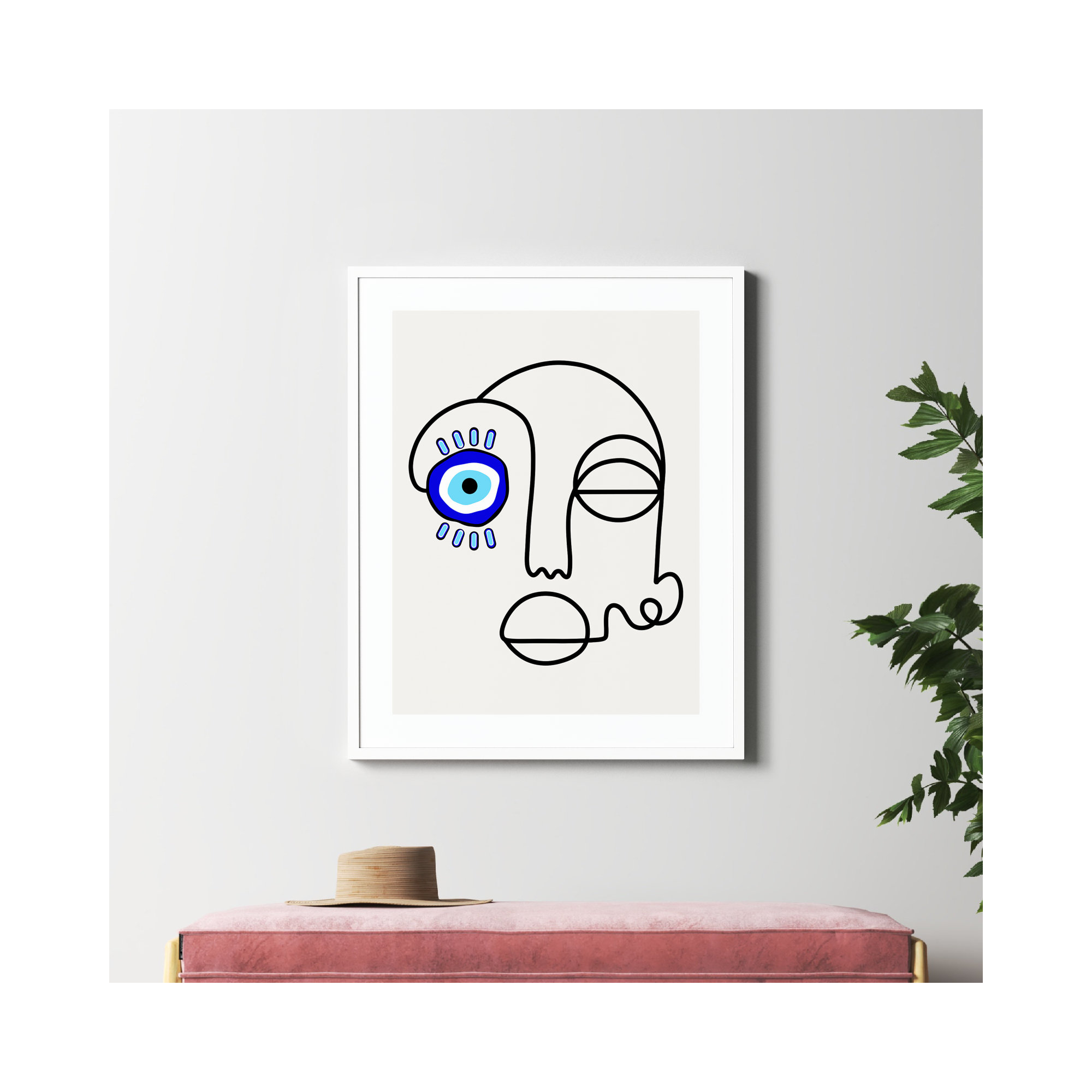 No Evil Allowed by Shatha Al Dafai, White, 41.38" H x 33.38" W x 0.875" D