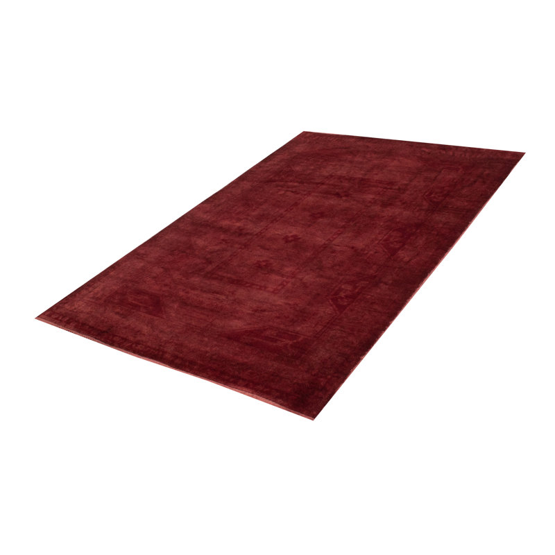 Tapis de couleur bourgogne en laine noué à la main de conception unique 6 pi 6 po x 10 pi 0 po