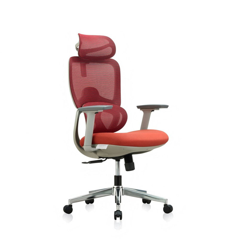 Polyester Office Chair with Headrest, Red