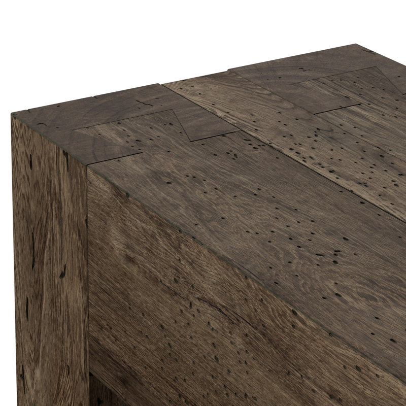 Console Trumann, Bois de chêne patiné rustique ébène, H 33 po x l 72 po x P 20,25 po
