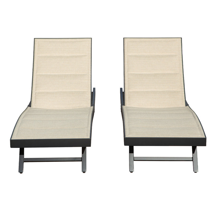 Patio Chaise Lounge Set Of 2, Outdoor Lounge Chairs, Aluminum PVC-coated polyester Pool Lounger With Adjustable Back For Beach Poolside Lawn Sunbathing