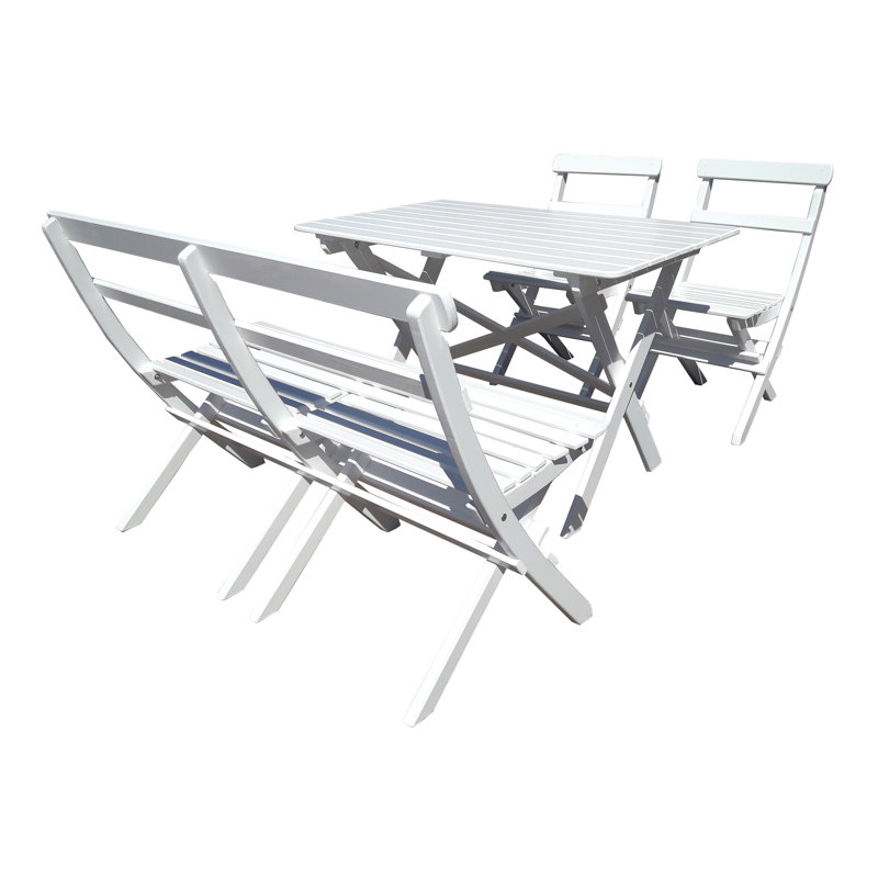 Delia 4 - Person Wood Patio Dining Set with Rectangular Table, White