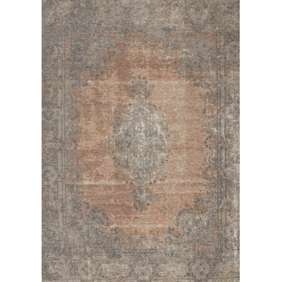 5' X 8' Gray And Pink Medallion Area Rug