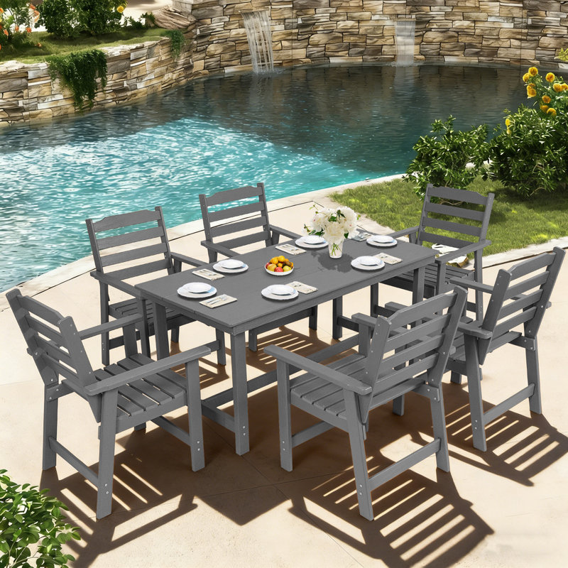 Ensemble repas d'extérieur 7 pièces 7 pièces, Gris, 6