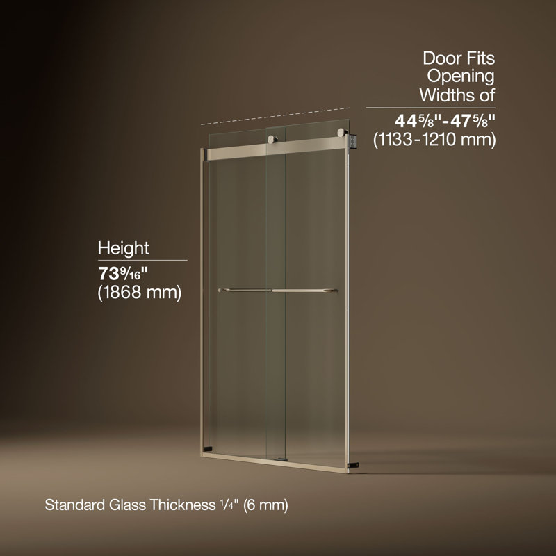 Levity 47.63" x 74" Bypass Shower Door with CleanCoat® Technology, Anodized Brushed Bronze, Crystal Clear