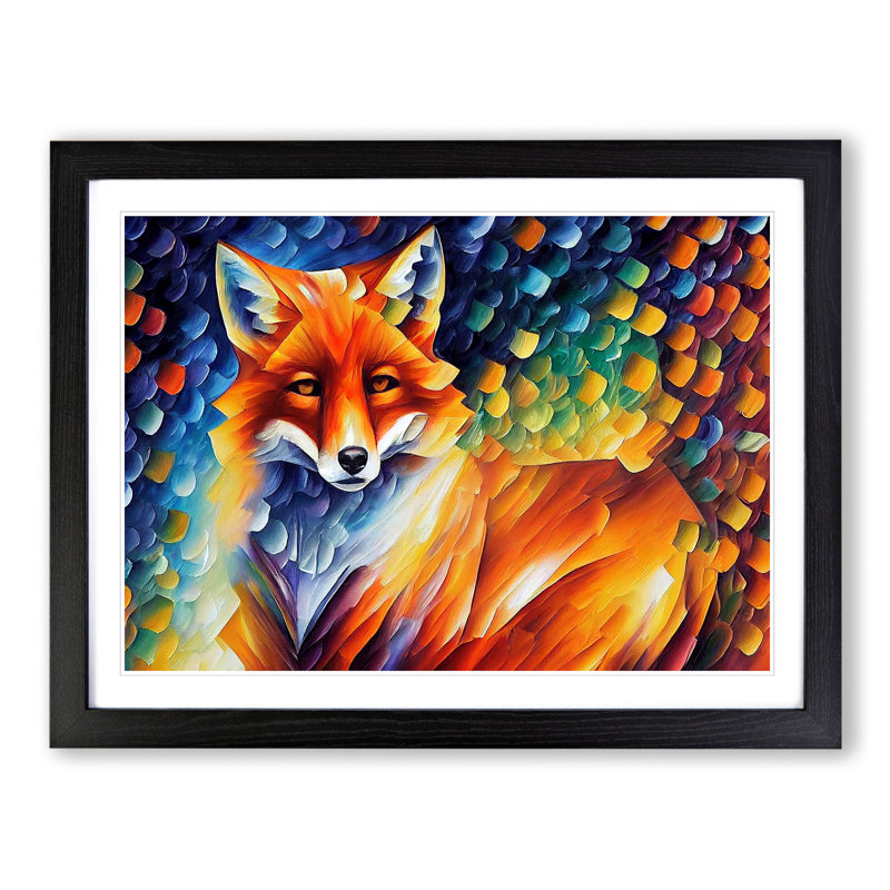 Fox - Single Picture Frame Print, Black, 25cm H x 34cm W x 2cm D