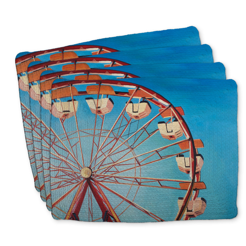 Braided Polyester Placemats Set of 4 - Ferris Wheel Design