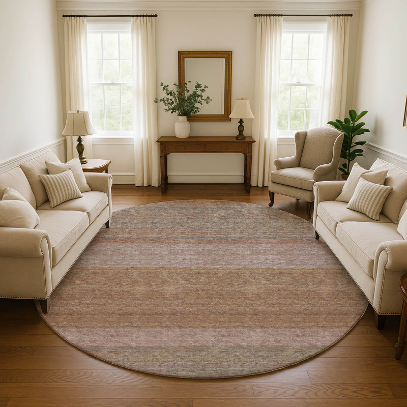 Premium Machine Washable Marasco AMF1624 Stripes Rug, Round 8'