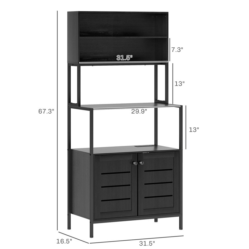 Station de café avec chargement et rangement pour les essentiels de la cuisine à domicile - deux prises de courant alternatif, ports, tablettes, plateaux de table, armoires, construction robuste, patins réglables, avantages de conception basculante