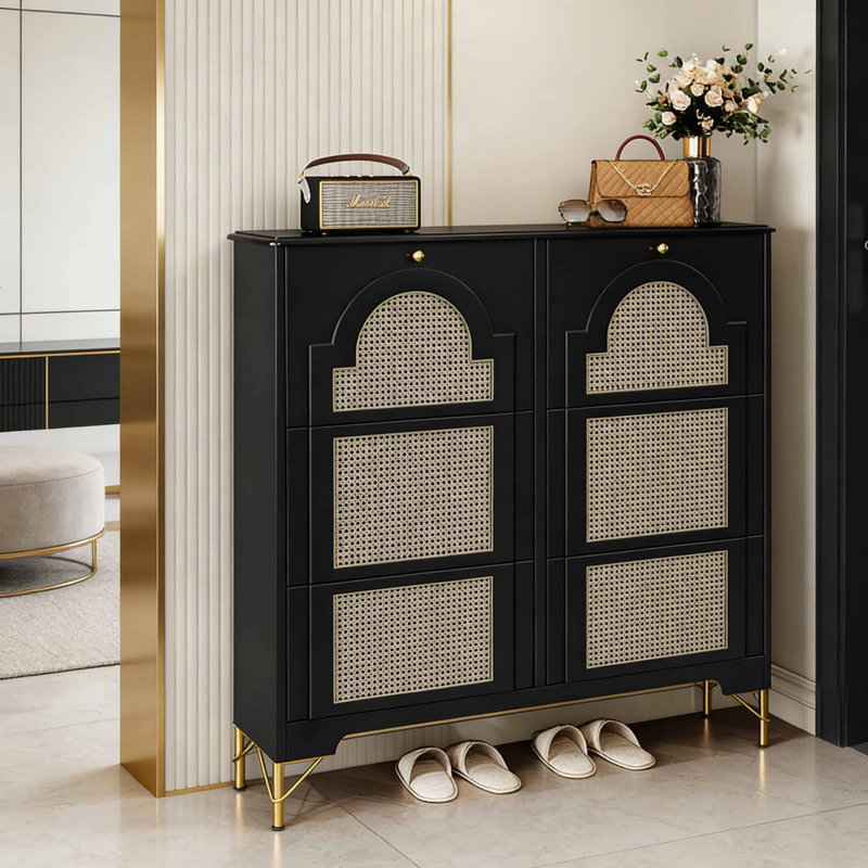 Italian style thin shoe cabinet, 48.54" H x 39.37" W x 10.63" D