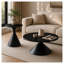 Ensemble de 2 tables basses rondes avec dessus à motifs noirs et bases de sablier noires assorties-1214556692-1214556695