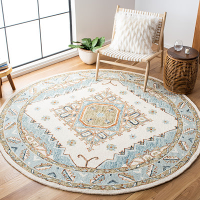 Tapis ivoire / rouille en laine touffeté à la main Donney Southwestern