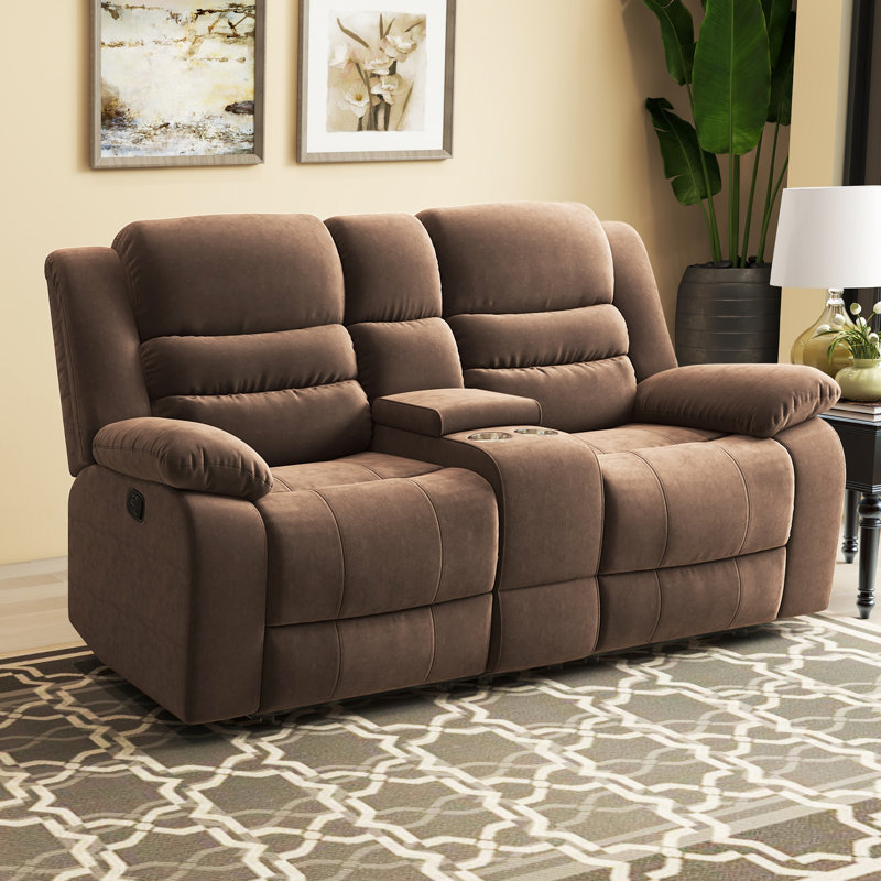 Toshiaki 71.5" W Microfiber Manual Standard Reclining Loveseat 