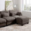 Canapé d'angle modulaire capitonné avec pouf amovible-243418132