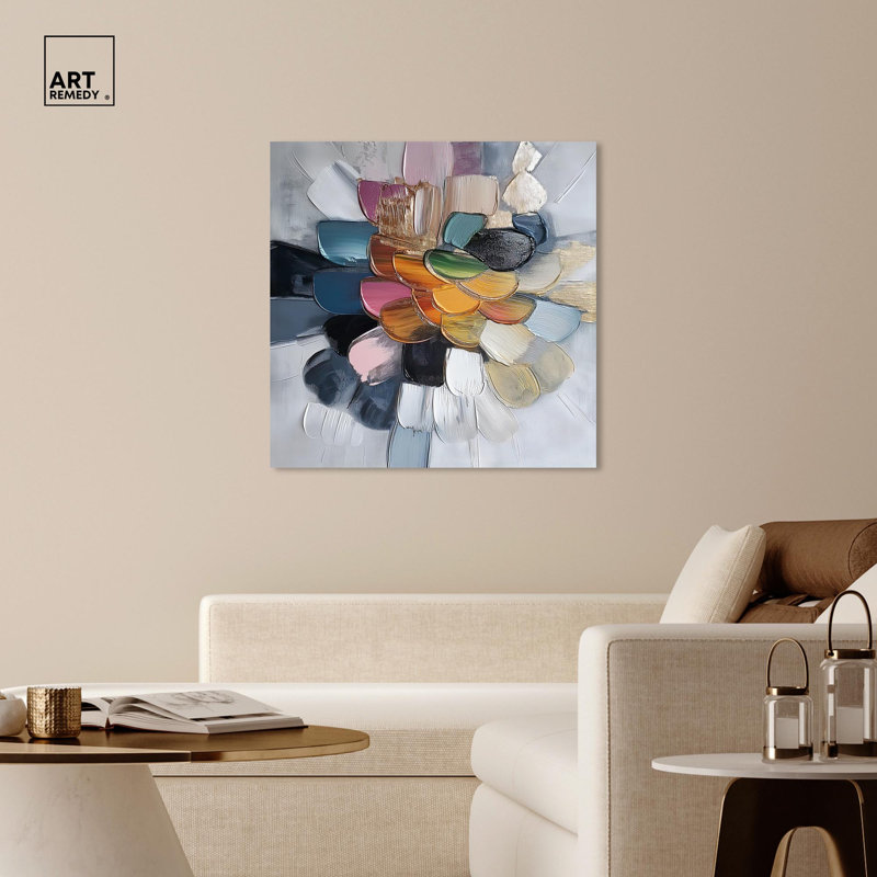 Chromatic Colorplay Blue and Silver Abstract Canvas Art, 41"