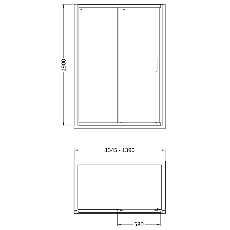 nuie Lucie 1400mm Chrome Sliding Shower Door