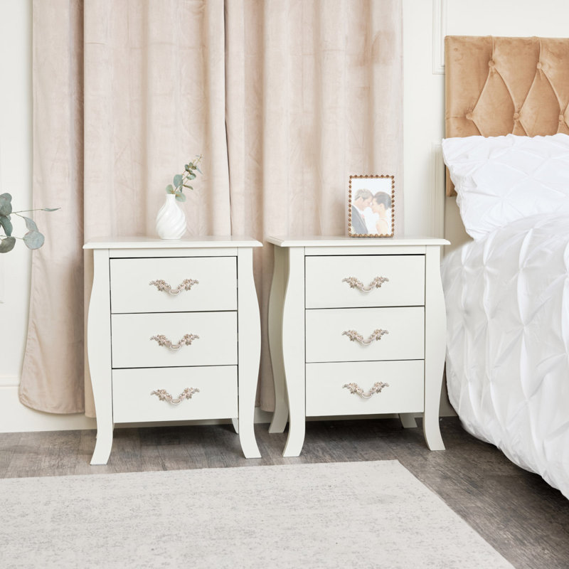 Ceno 48cm W Manufactured Wood Bedside Table, Cream