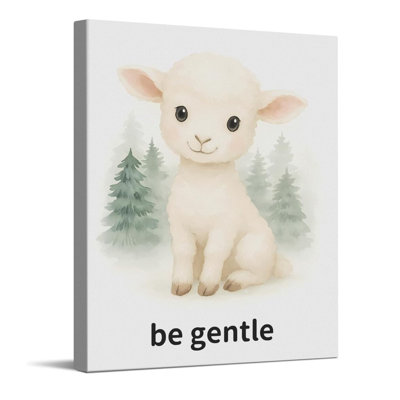 «Be Gentle Lamb», impression inspirante de citations, art mural de toile de chambre de bébé safari, décoration murale de bébé animal pour chambre de bébé, cadeaux pour bébés garçons et filles, affiche de chambre d'enfant encadrée 8 x 10 po