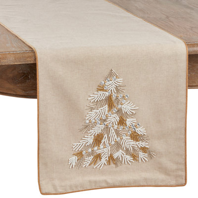 Jemison Christmas Tree Beaded Table Runner