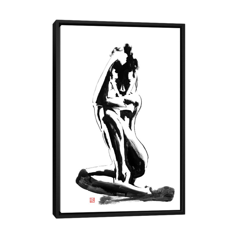 «Modest» par Péchane - impression d'art graphique, H 60 po x l 40po x P 1,5 po, Toile avec cadre noir, Pas de tapis