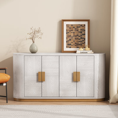 Evercrest Modern Rustic Sideboard Buffet With Storage, Adjustable Shelves, And Metal Base