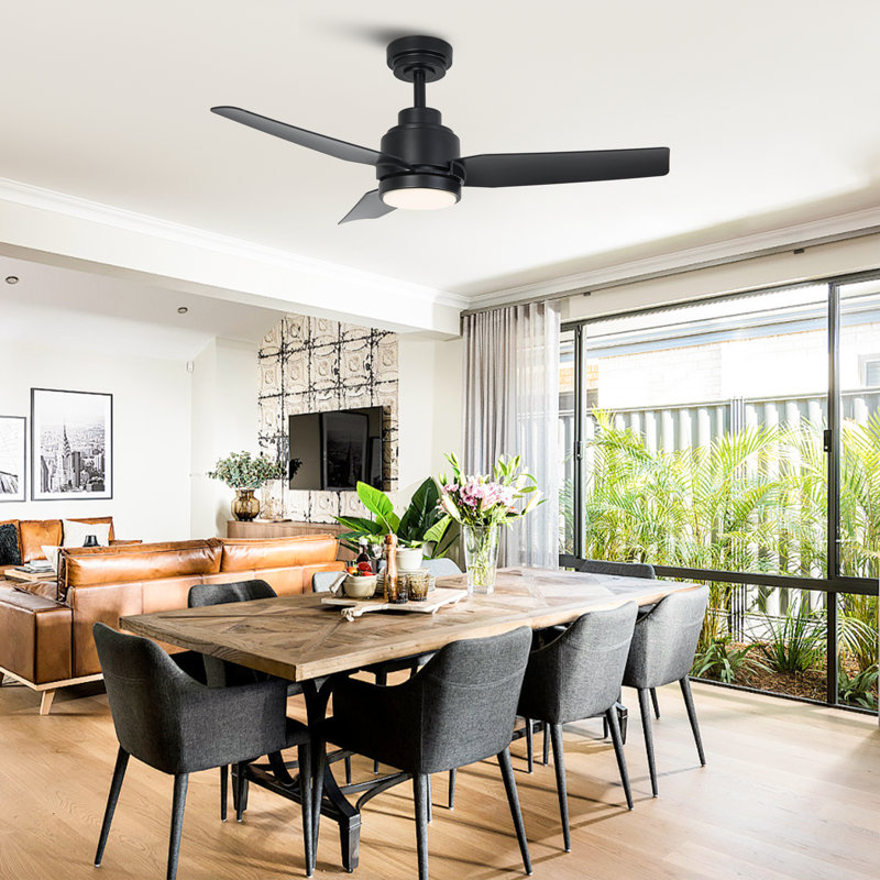 Vaczon 42" Modern Propeller Smart Dimmable LED Ceiling Fan with APP and Remote Control, 3CCT Lights, 6-Speed Reversible DC Motor, Timer, 6"/10" Downrods