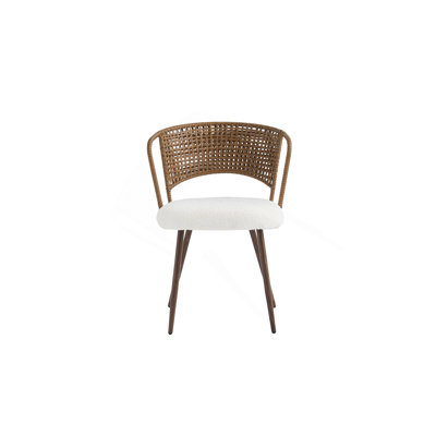 Chaises de salle à manger en osier - ensemble de 2 pièces - chaise de cuisine à dossier en canne à coussin souple, coussin éponge, chaise à oreilles avec pieds en métal, convient à la maison et à la cuisine (brun foncé)