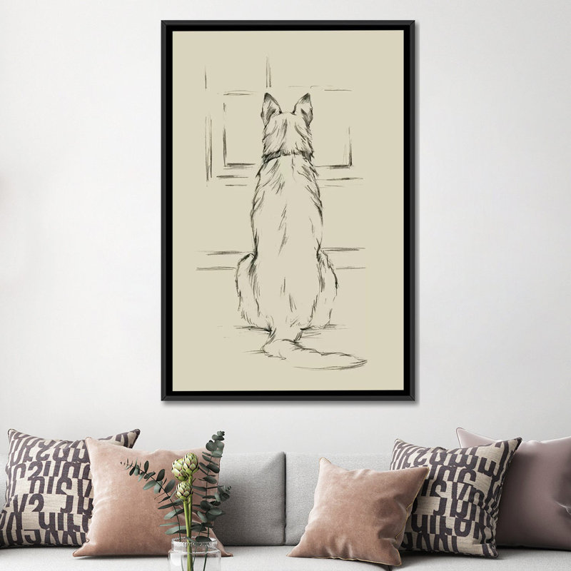 «Waiting For Master II», reproduction sur toile, H 26 po x l 18 po x P 1,5 po, Toile avec cadre noir, Pas de tapis