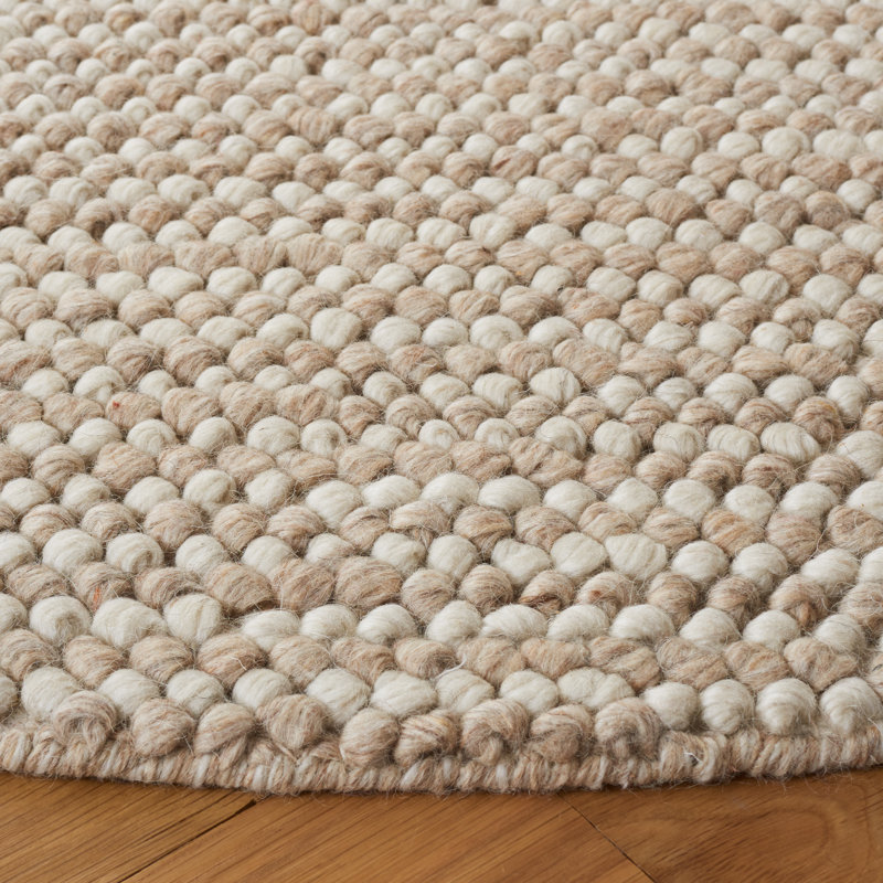 Tapis beige / ivoire en laine touffeté à la main à motif abstrait Almus, Rectangle de 5 pi x 8 pi