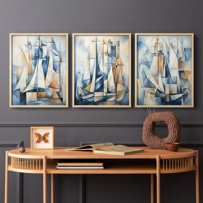 Série Sea and Shore XCII - Ensemble de 3 estampes numériques - Prêt à accrocher