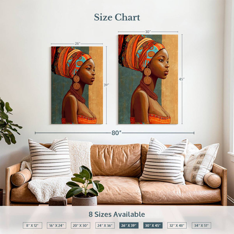 Portrait de femme africaine Leisha, H 39 po x l 26 po