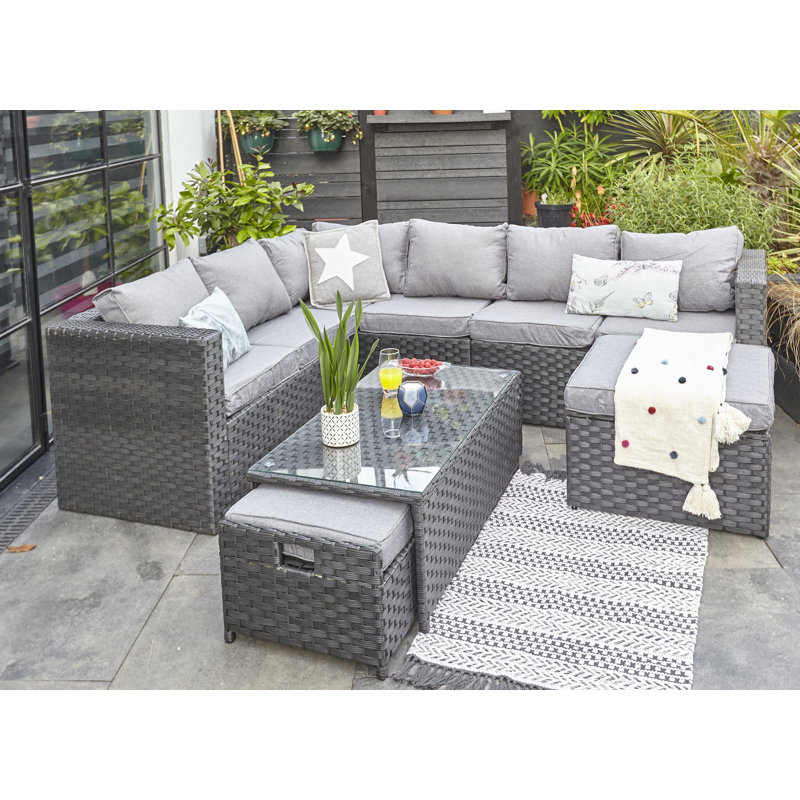 Babson Rattan 9- Person Seating Group, Black