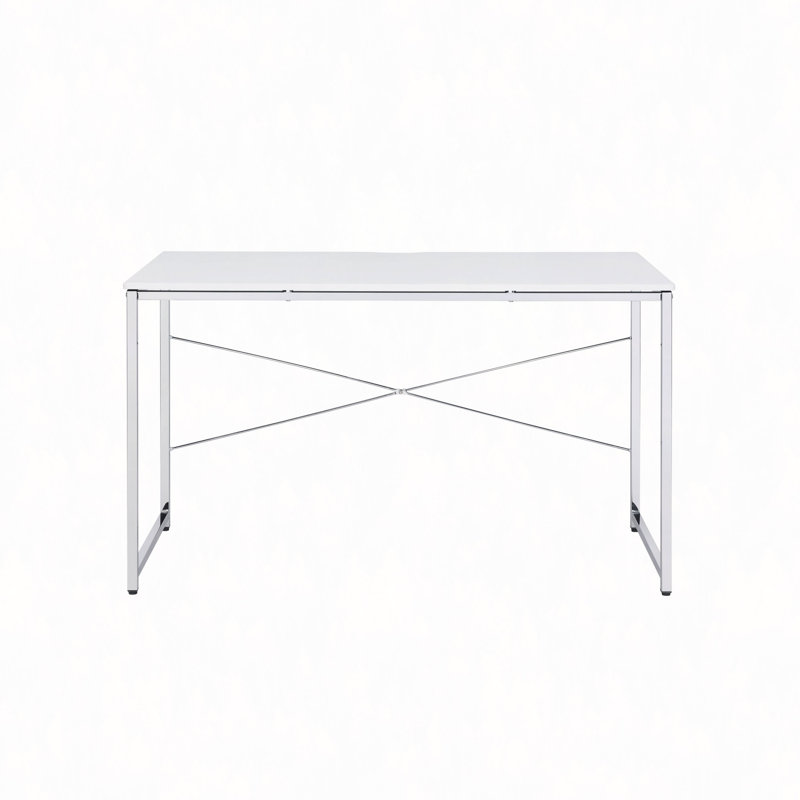 White & Chrome Finish Writing Desk, White